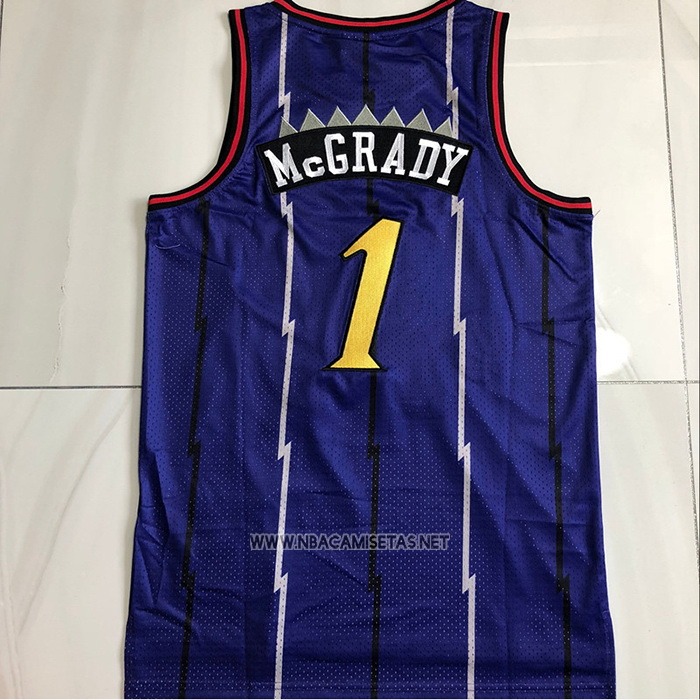 Camiseta Toronto Raptors Tracy Mcgrady NO 1 Mitchell & Ness 1998-99 Violeta